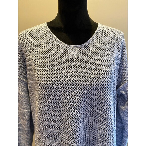 Lane Bryant Sweater Sz  14 / 16 Blue Open Weave  Rounded  Neck  Raglan Sleeve - Picture 2 of 11